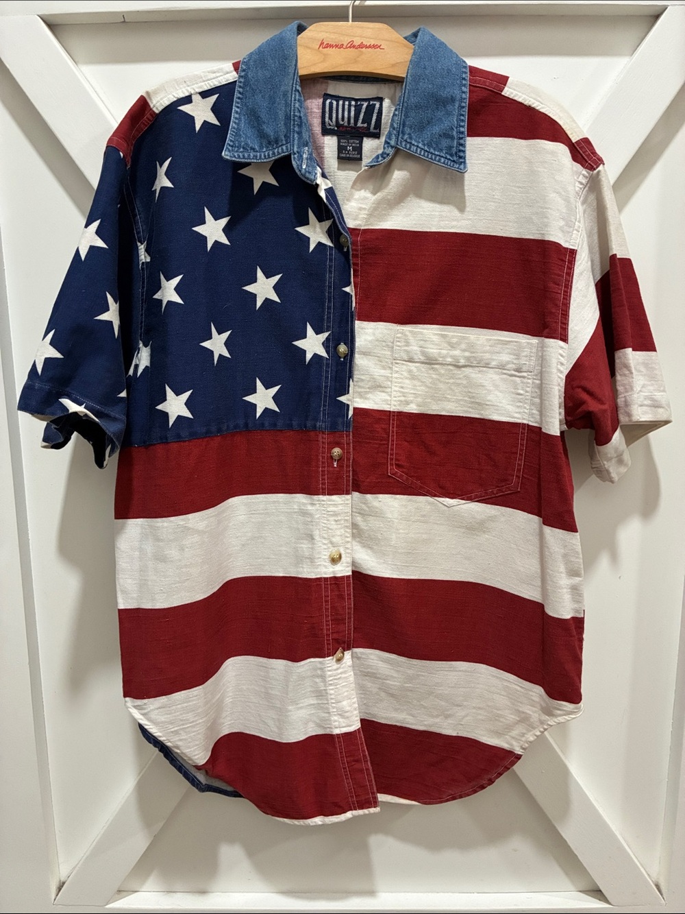 Vintage Quizz Patriotic Red White & Blue Shirt – Size Medium